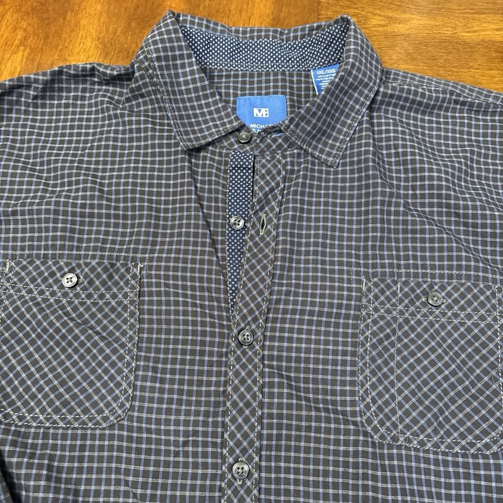 Michael Brandon Men's XL Plaid Front Pockets Long Sleeve Button Up‎